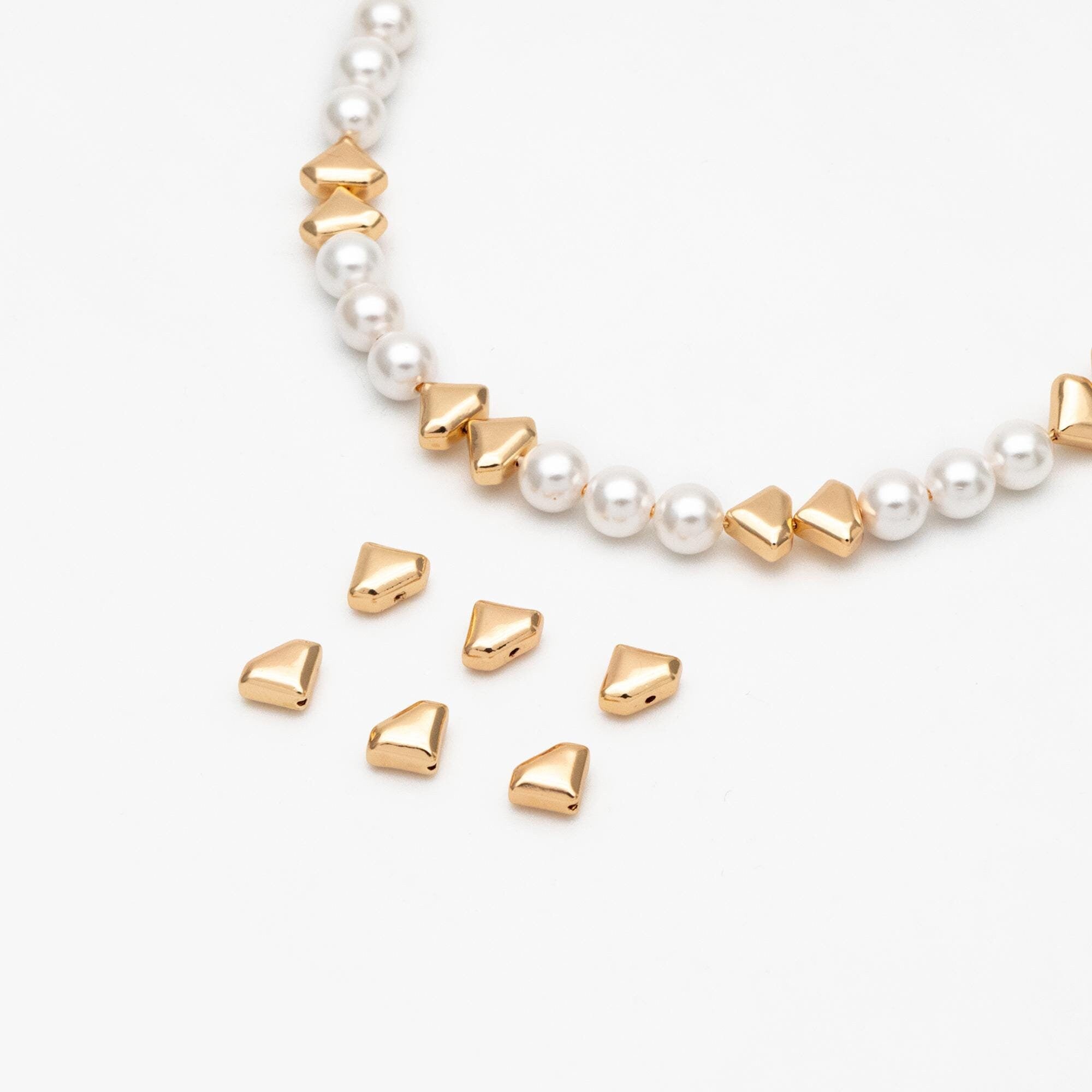 10pcs Gold Diamond Shape Spacer Beads, Jewelry Making Supplies Wholesale (GB-2955)